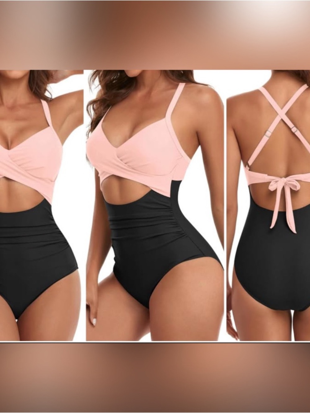 Pink & Black Colorblock Control top/Slimming One-Piece Swimsuit
